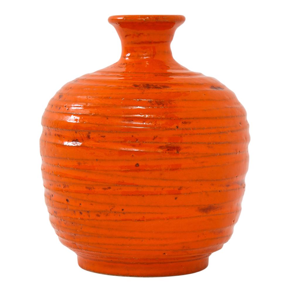 Mid-20th Century Rosenthal Netter Vase, Ceramic, Orange, Ribbed, Signed