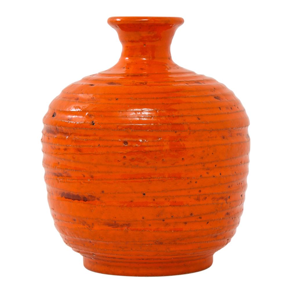 Rosenthal Netter Vase, Ceramic, Orange, Ribbed, Signed 1
