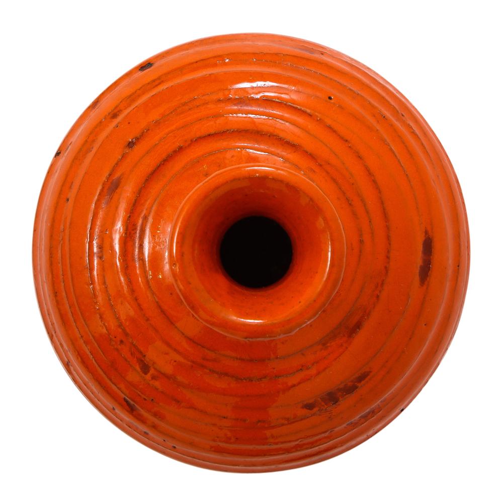 Rosenthal Netter Vase, Ceramic, Orange, Ribbed, Signed 2