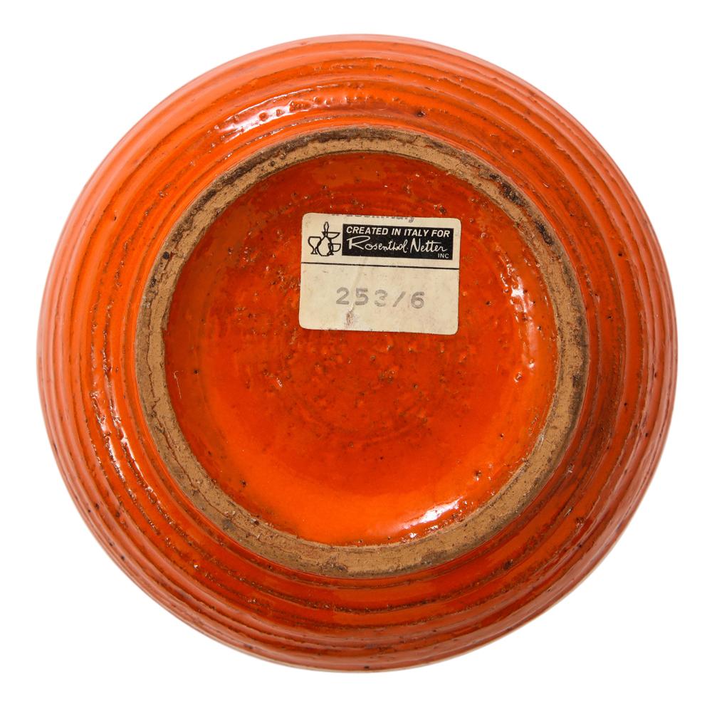 Rosenthal Netter Vase, Ceramic, Orange, Ribbed, Signed 4