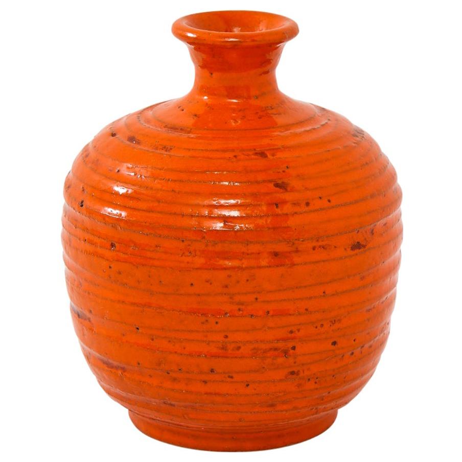 Rosenthal Netter Vase, Ceramic, Orange, Ribbed
