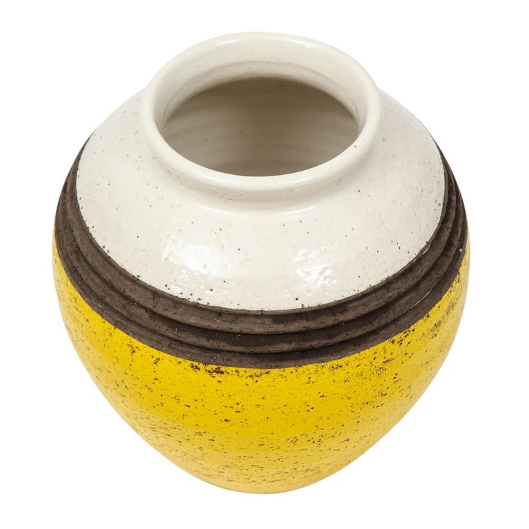 Glazed Rosenthal Netter Vase, Yellow, White and Brown, Signed For Sale