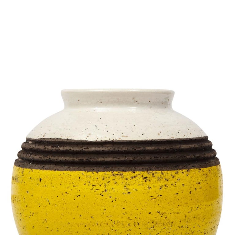 Late 20th Century Rosenthal Netter Vase, Yellow, White and Brown, Signed For Sale