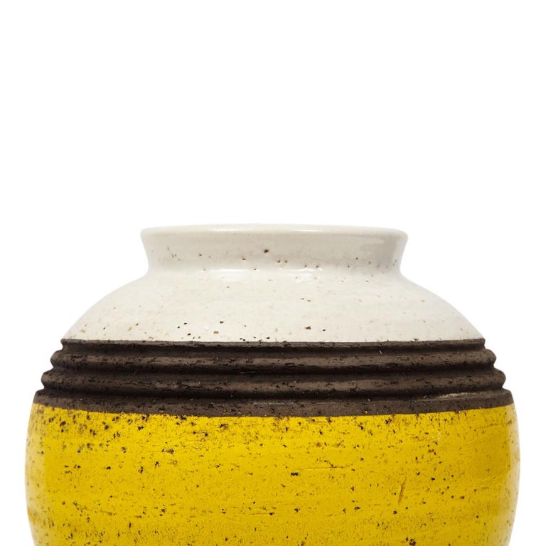 Ceramic Rosenthal Netter Vase, Yellow, White and Brown, Signed For Sale