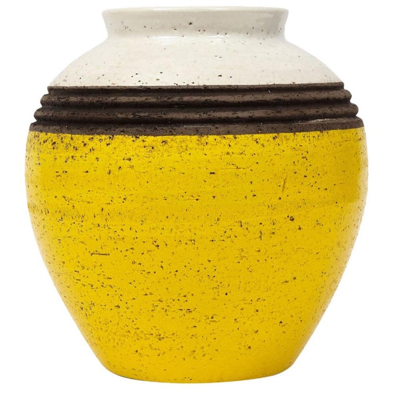 Rosenthal Netter Vase, Yellow, White and Brown, Signed For Sale