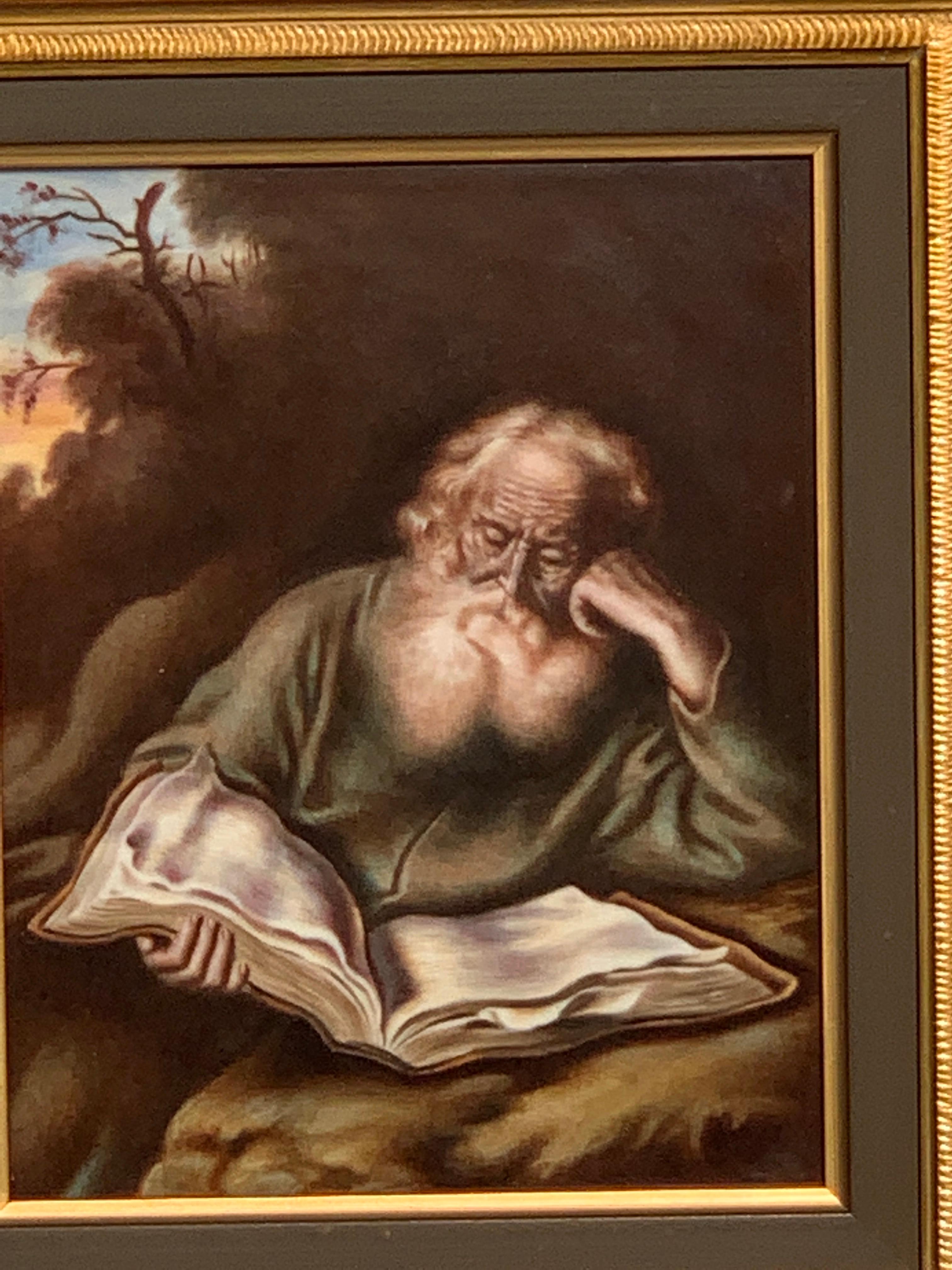 Baroque Rosenthal Painting on Porcelain of St. Jerome