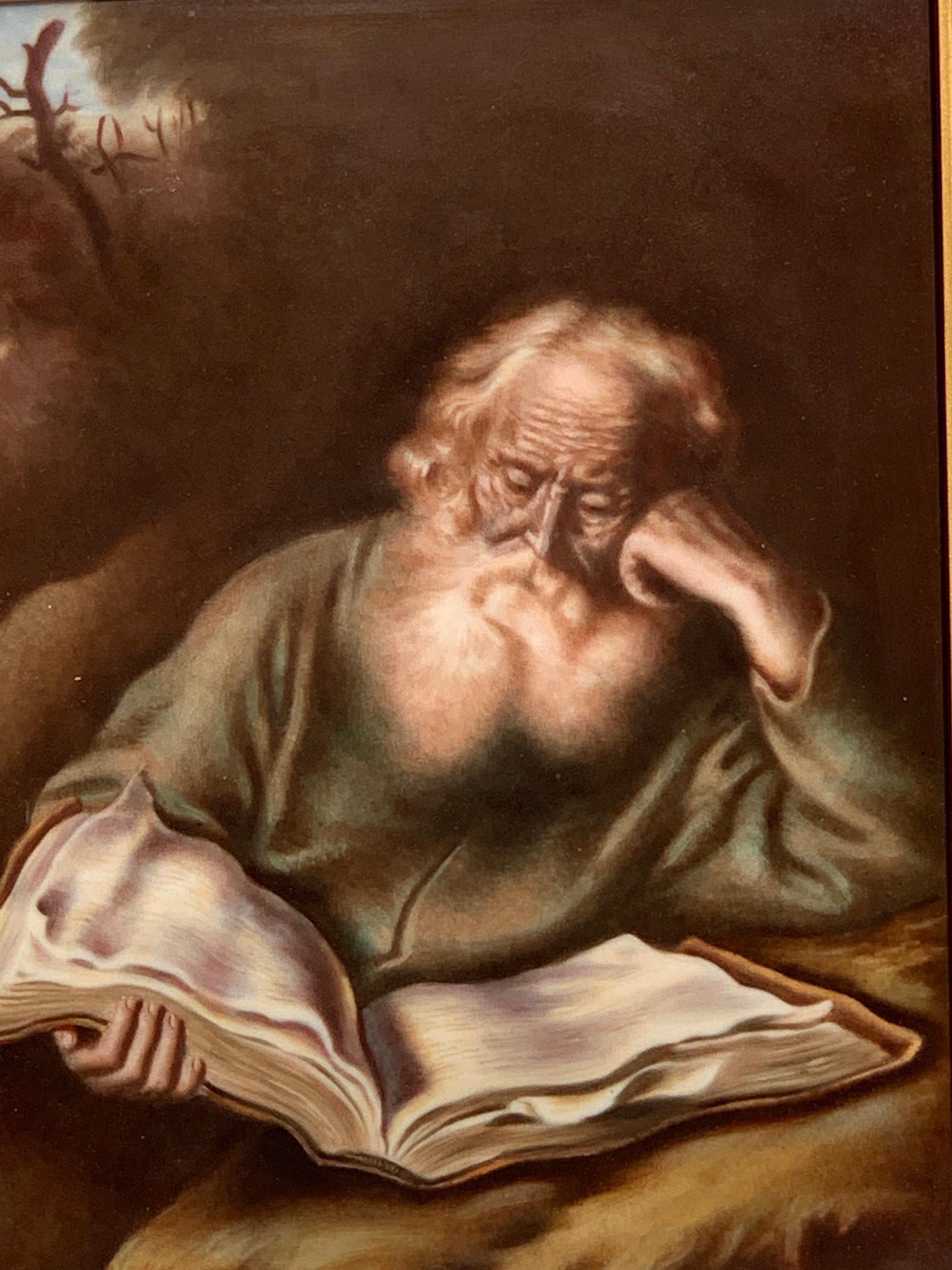 German Rosenthal Painting on Porcelain of St. Jerome
