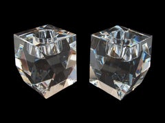 ROSENTHAL - Pair of Vintage Crystal Candle Holders - Germany - Circa 1980's