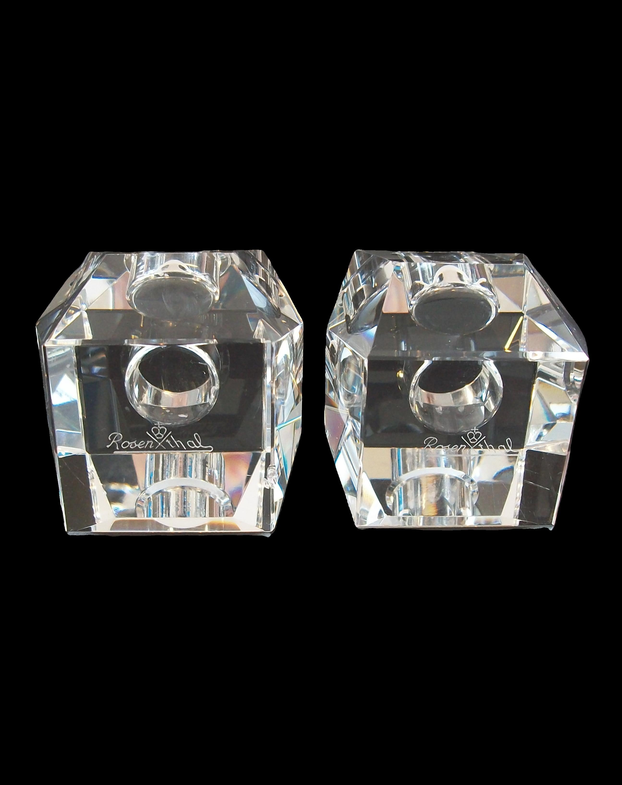 Cristal ROSENTHAL - Paire de bougeoirs vintage en cristal - Allemagne - vers 1980 en vente
