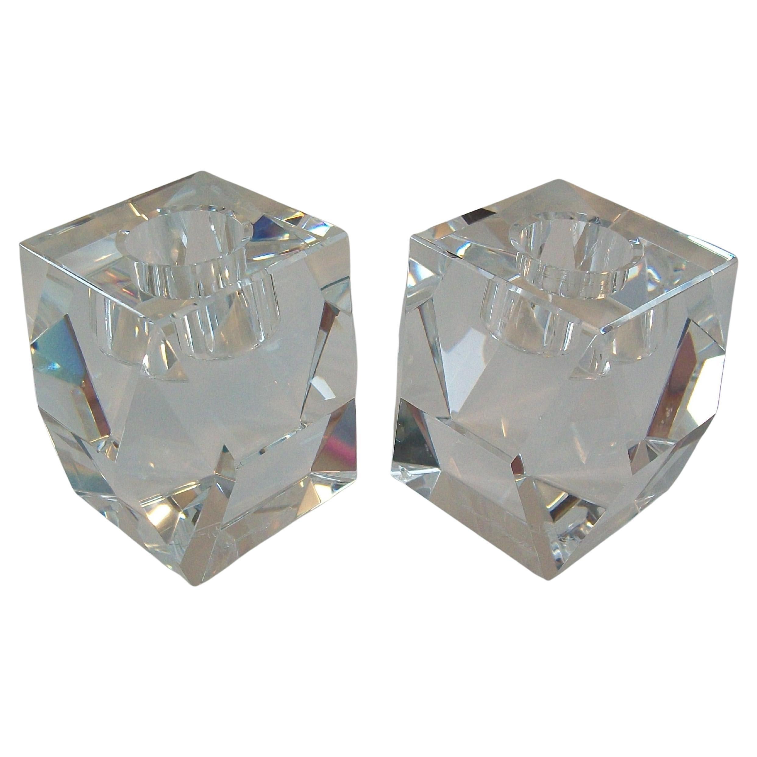 ROSENTHAL - Pair of Vintage Crystal Candle Holders - Germany - Circa 1980's