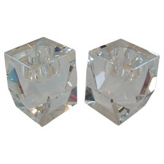 ROSENTHAL - Pair of Vintage Crystal Candle Holders - Germany - Circa 1980's