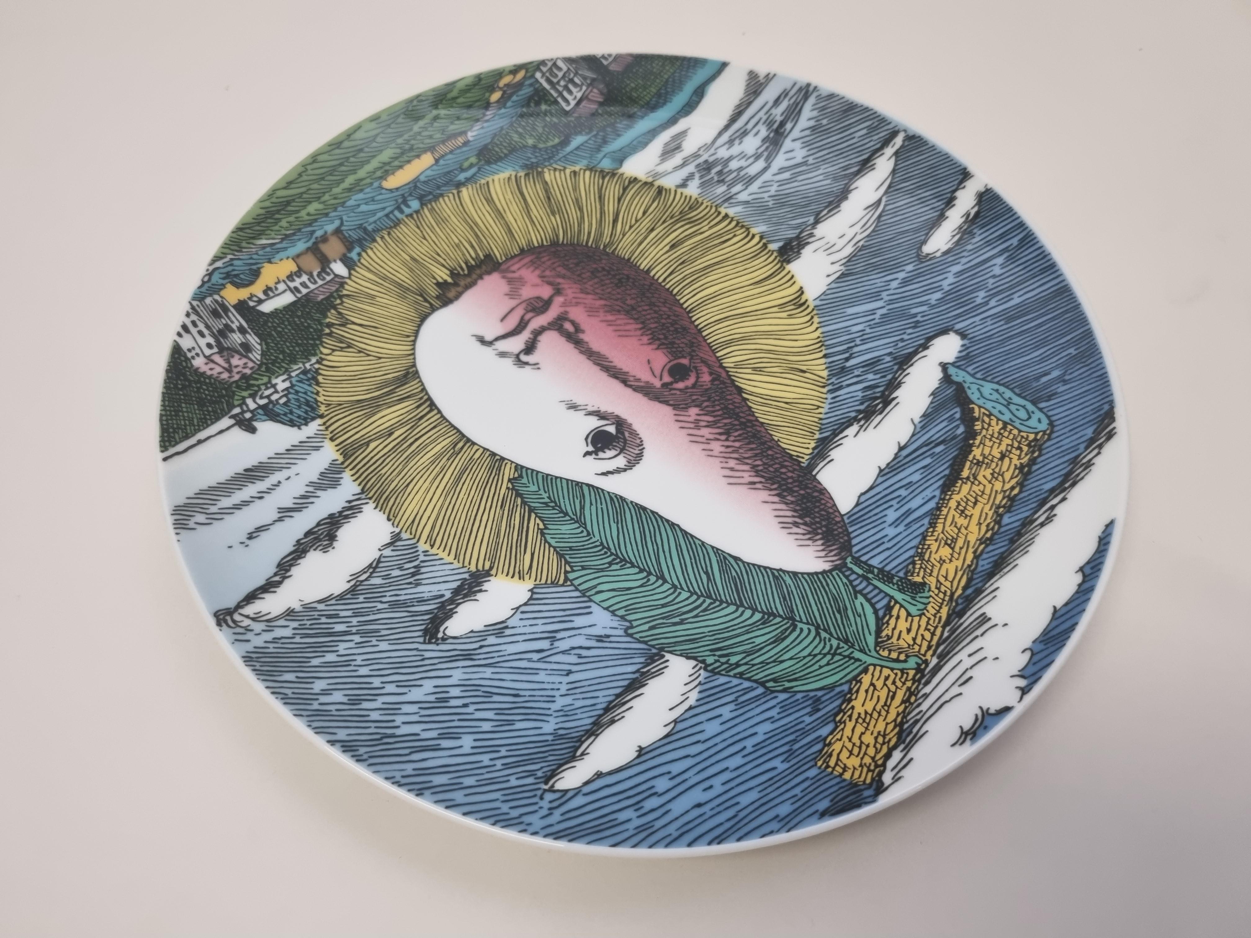 Rosenthal Piero Fornasetti Porcelain Plate 12 Mesi 12 Soli Settembre September In Good Condition In München, BY