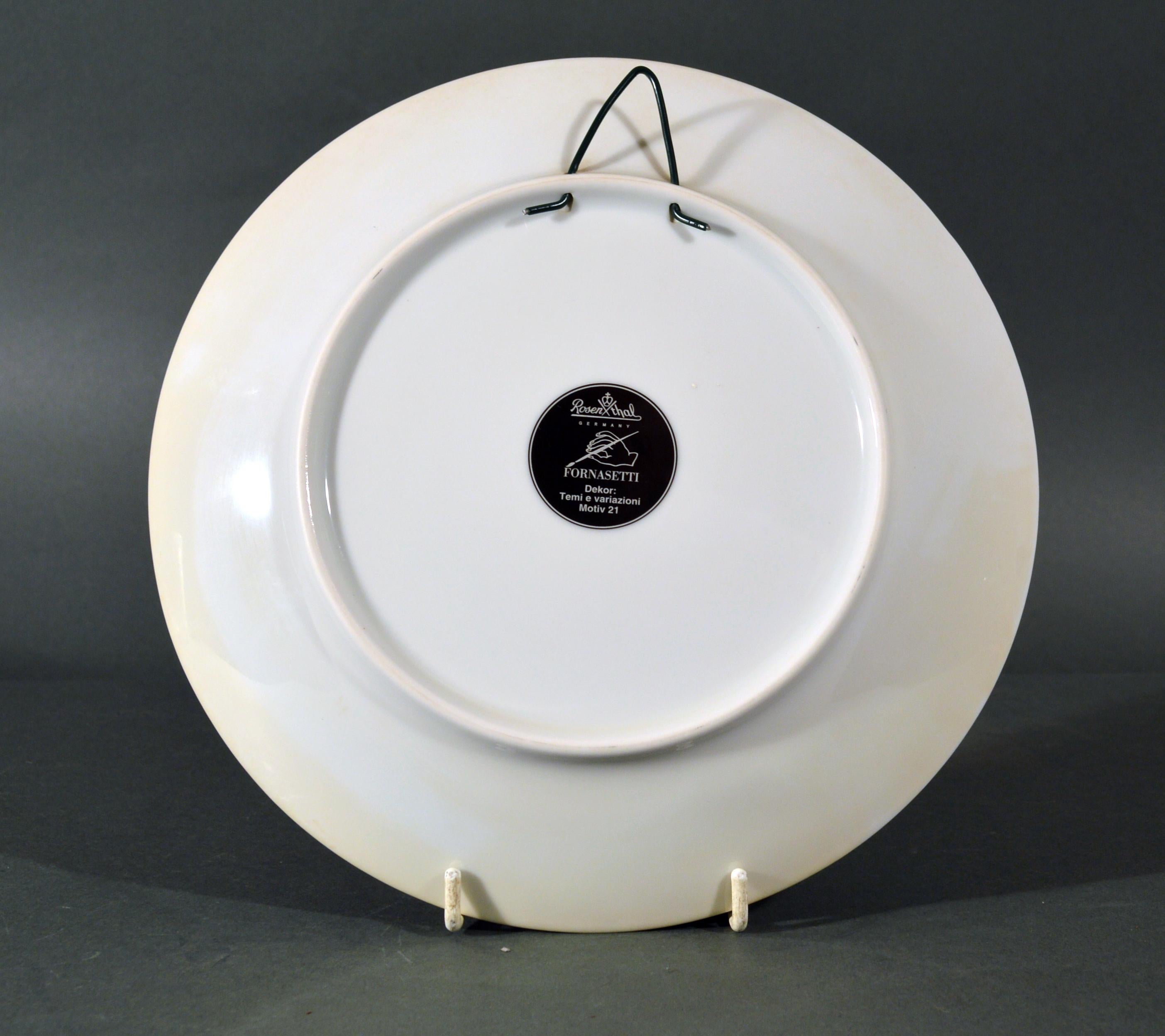 Mid-Century Modern Rosenthal Piero Fornasetti Porcelain Plate, Themes & Variation Pattern, Motiv 11