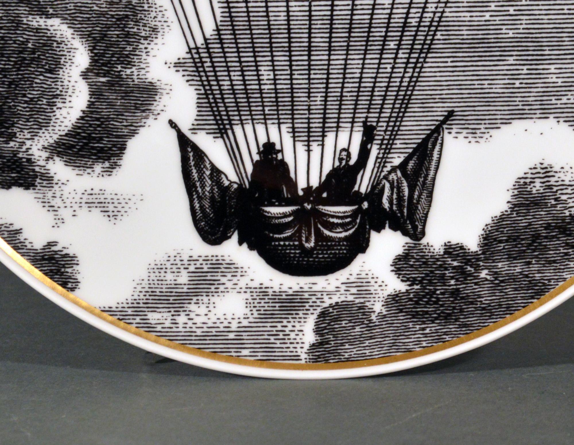 Mid-Century Modern Rosenthal Piero Fornasetti Themes & Variation Plate Motiv 2, Hot Air Balloon