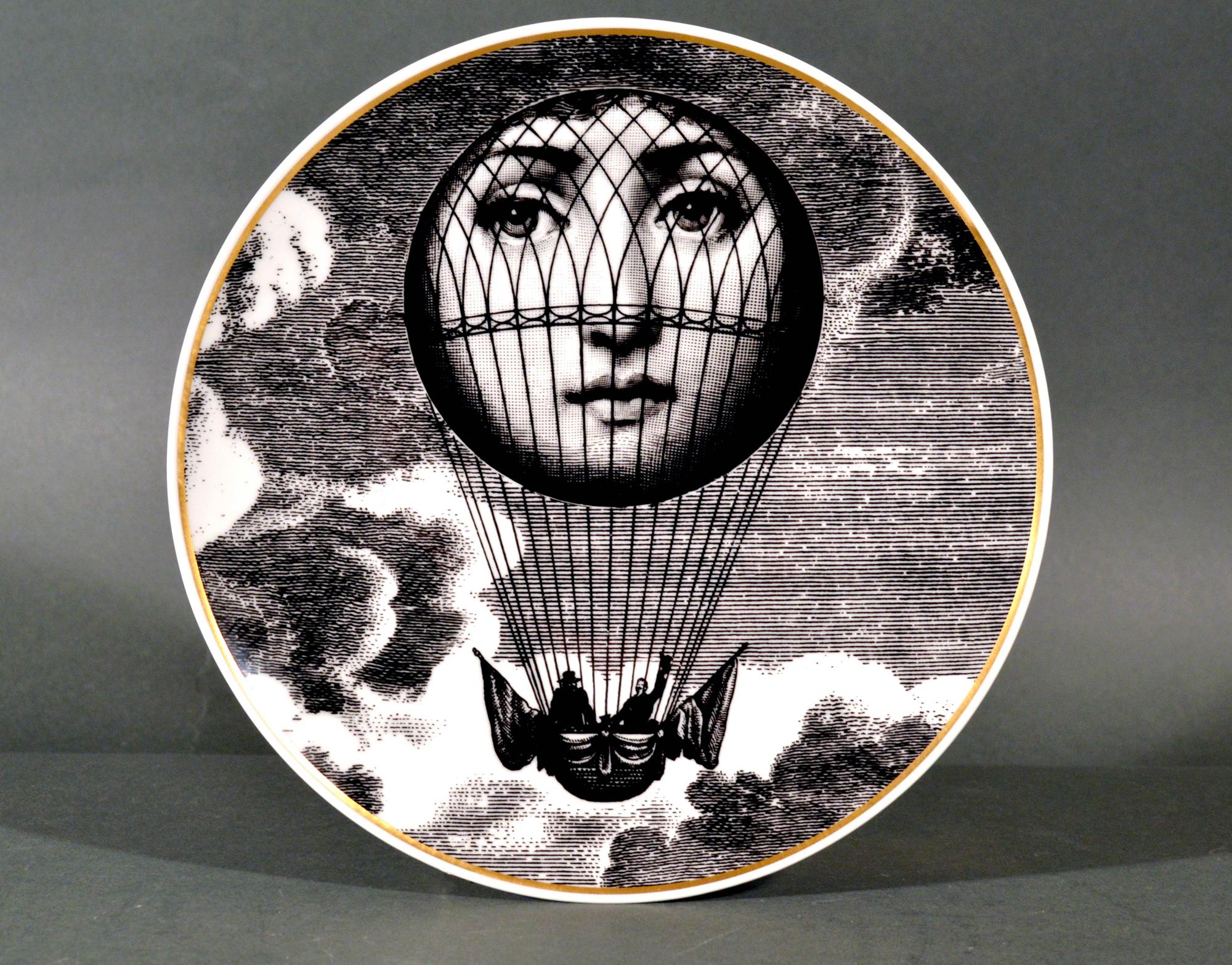 Late 20th Century Rosenthal Piero Fornasetti Themes & Variation Plate Motiv 2, Hot Air Balloon