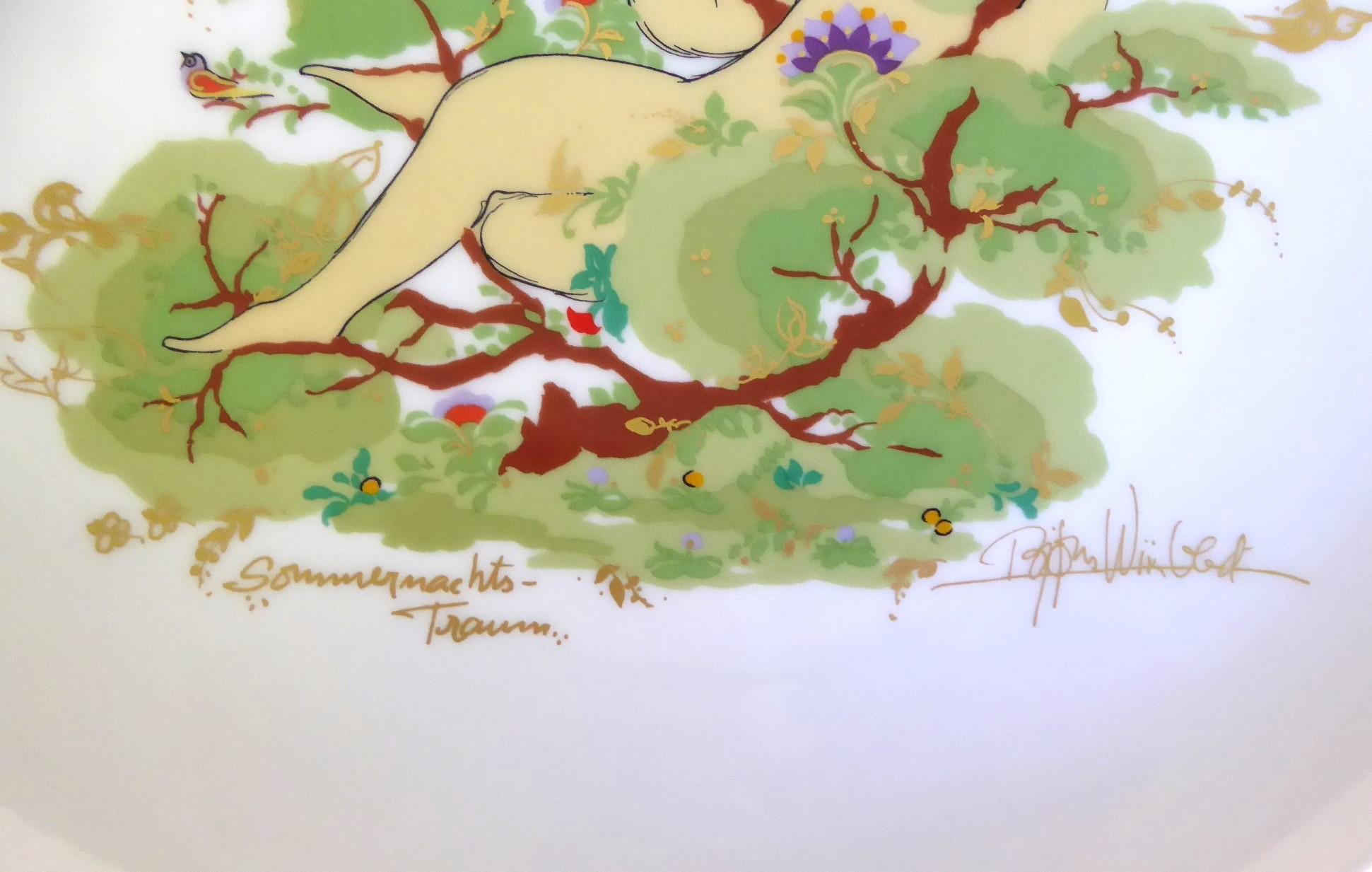 Rosenthal Porzellanteller Bjorn Wiinblad von Mid Summer Night Dream Deutschland 70er Jahre (Moderne der Mitte des Jahrhunderts) im Angebot