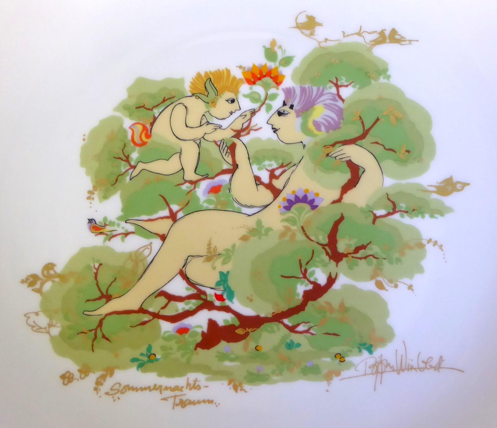 Rosenthal Porzellanteller Bjorn Wiinblad von Mid Summer Night Dream Deutschland 70er Jahre im Zustand „Gut“ im Angebot in Miami, FL