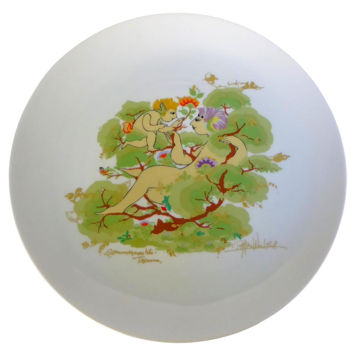 Cargador de porcelana Rosenthal Bjorn Wiinblad de Sueño de una noche de verano Alemania años 70