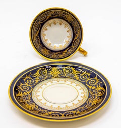 Rosenthal Porcelain Coffee Cup And Saucer Demitasse Black And Gold 1940