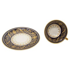 Tazza da caffè e piattino in porcellana Rosenthal Demitasse nero e oro 1940