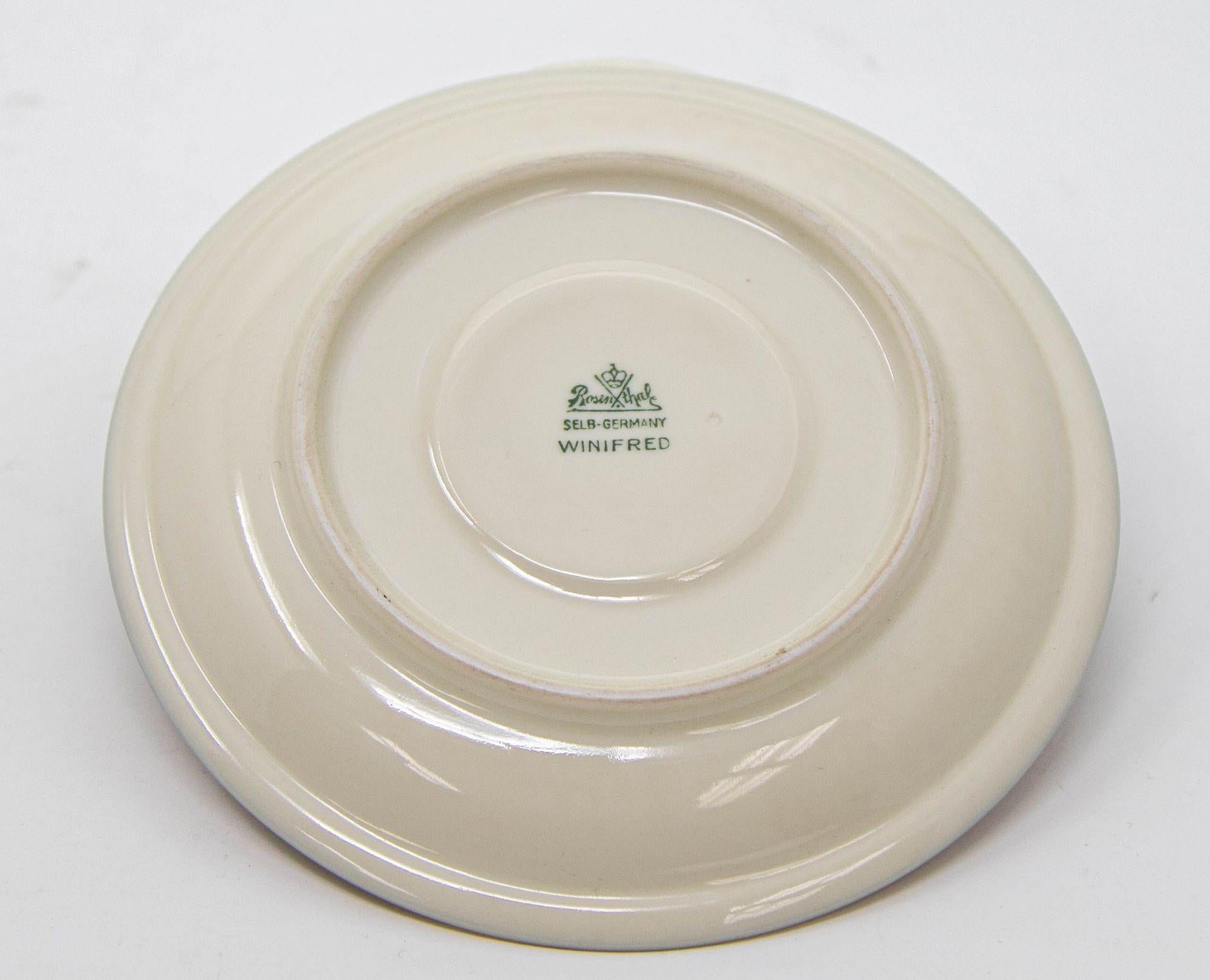Taza de café y platillo de porcelana Rosenthal Demitasse negro y dorado 1940 Alemán en venta