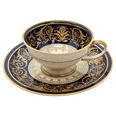 Vintage Rosenthal Porcelain Coffee Cup And Saucer Demitasse Black And Gold 1940