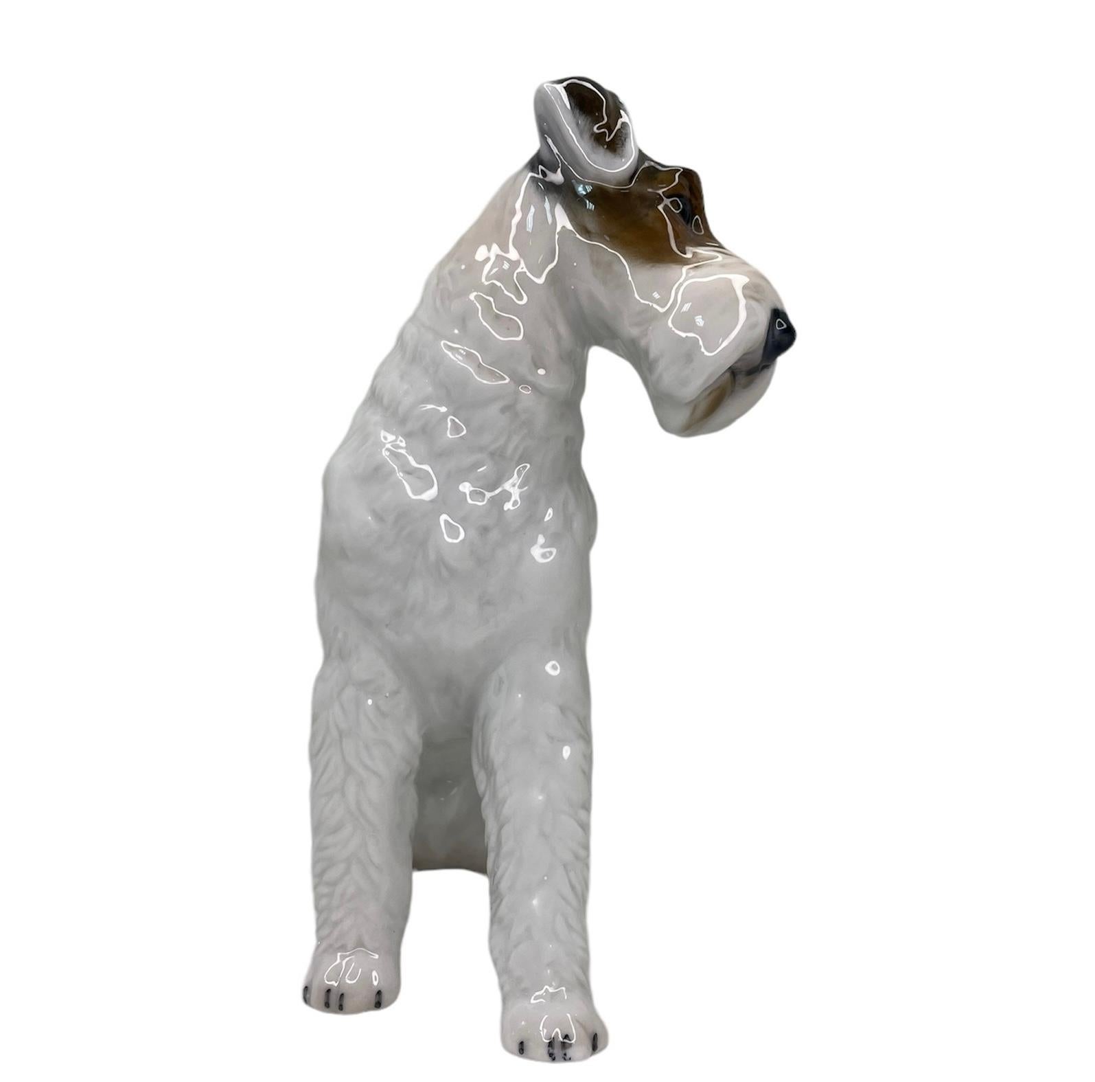 Mid-Century Modern Rosenthal Porcelain Figurine Of A Fox Terrier Dog For Sale
