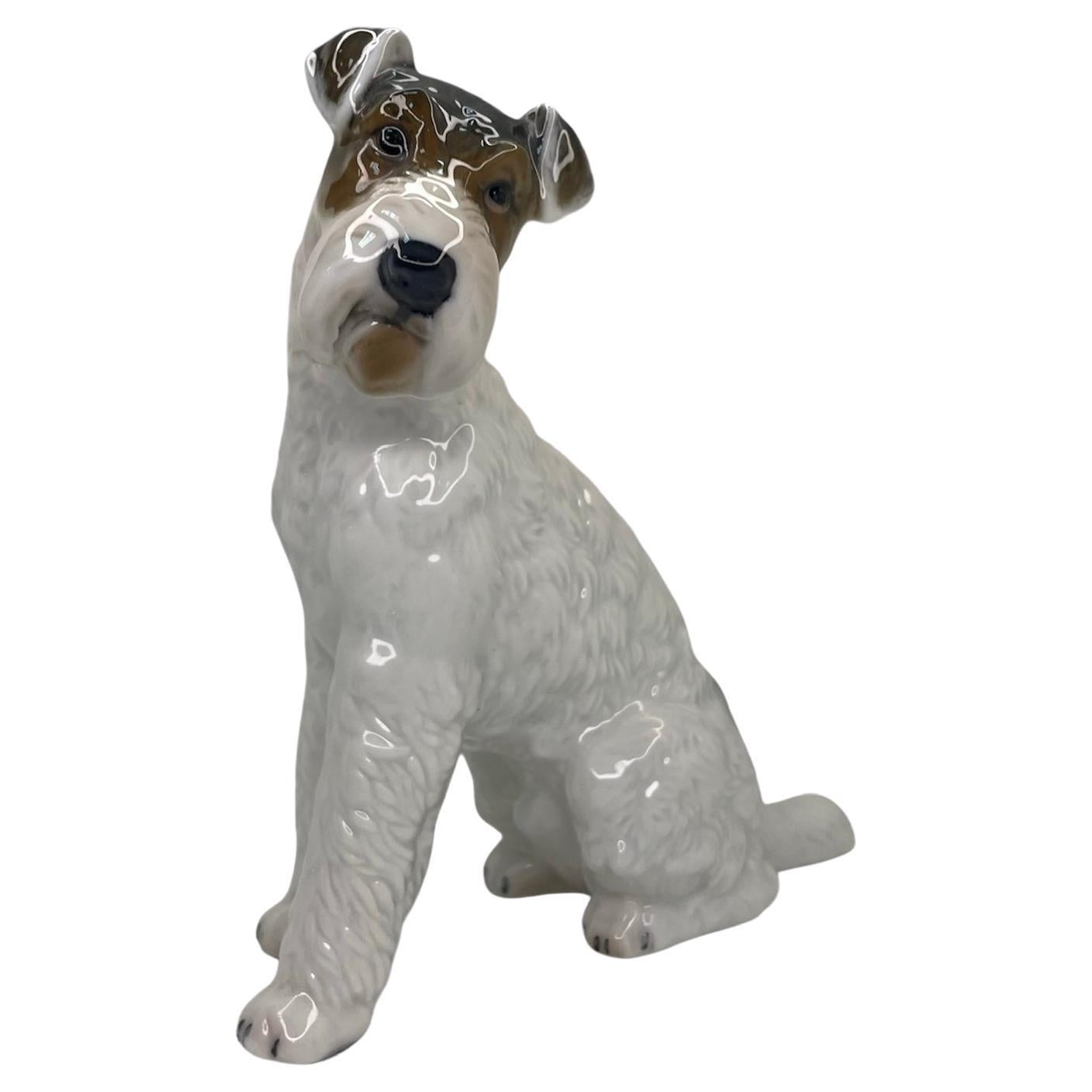 Porzellanfigur eines Fuchs Terriers mit Hund von Rosenthal