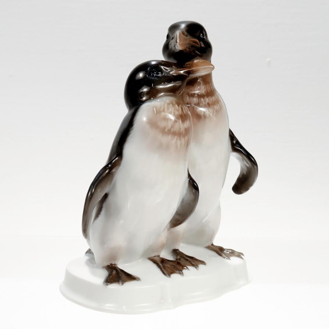 Rosenthal Porcelain Figurine of a Huddling Penguin Pair In Good Condition For Sale In Philadelphia, PA