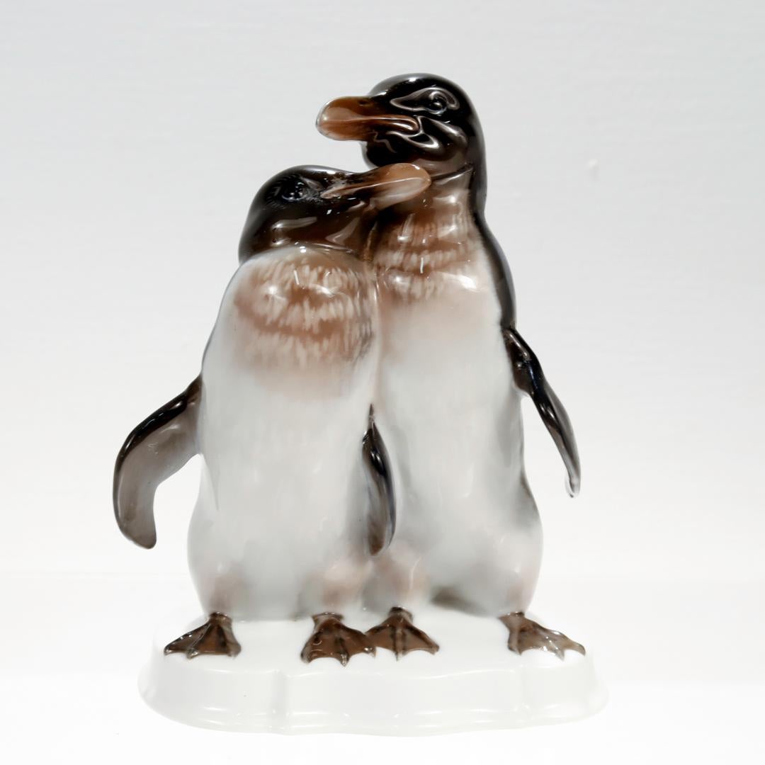 Rosenthal Porcelain Figurine of a Huddling Penguin Pair In Good Condition For Sale In Philadelphia, PA