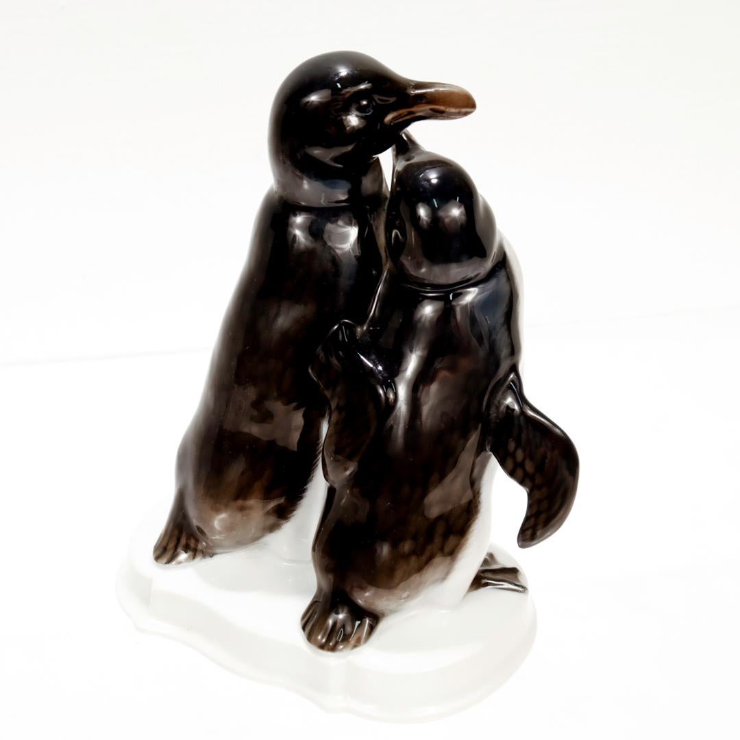 20th Century Rosenthal Porcelain Figurine of a Huddling Penguin Pair For Sale