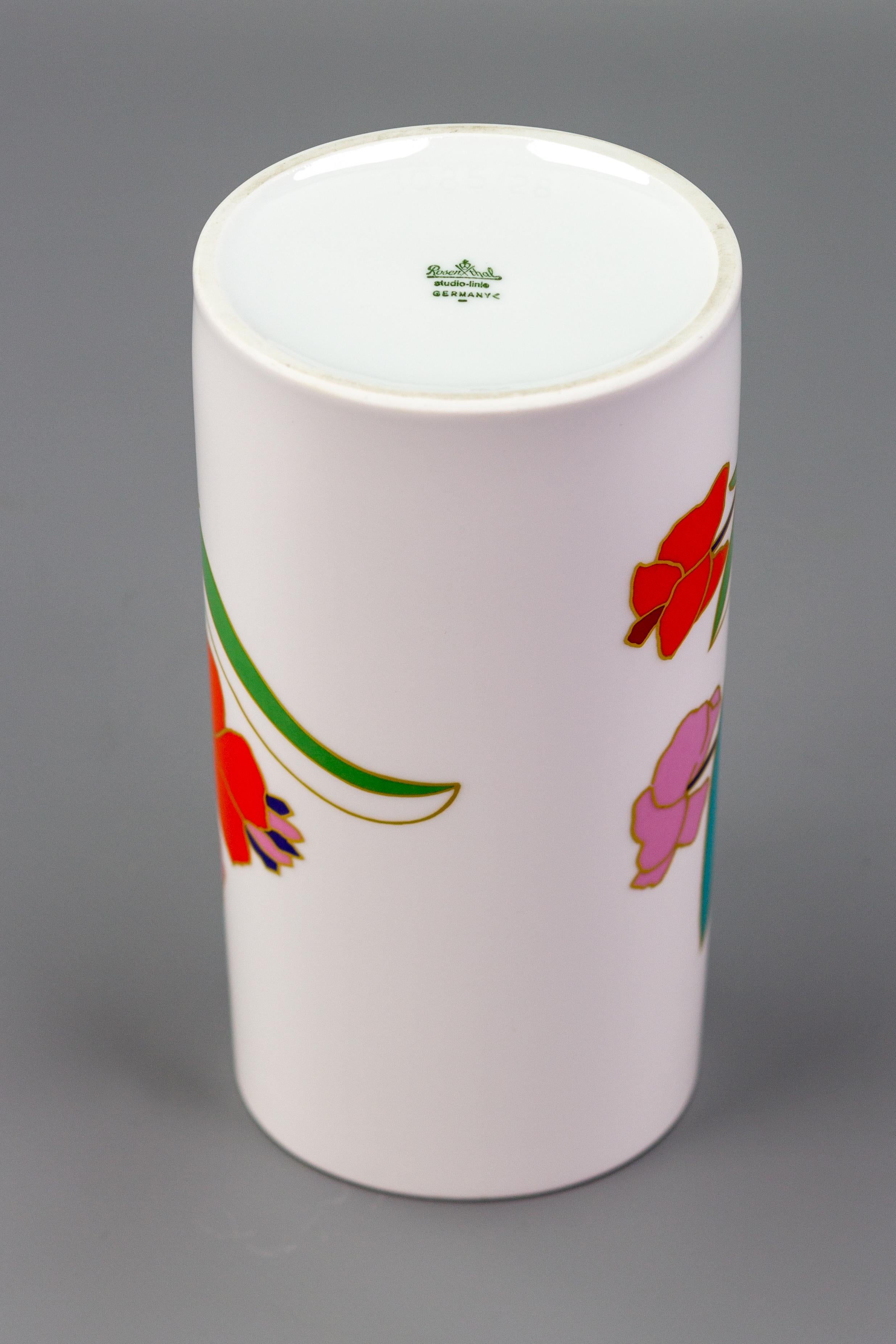 Rosenthal Porcelain Flower Cylinder Vase by Wolf Bauer, Germany  For Sale 7
