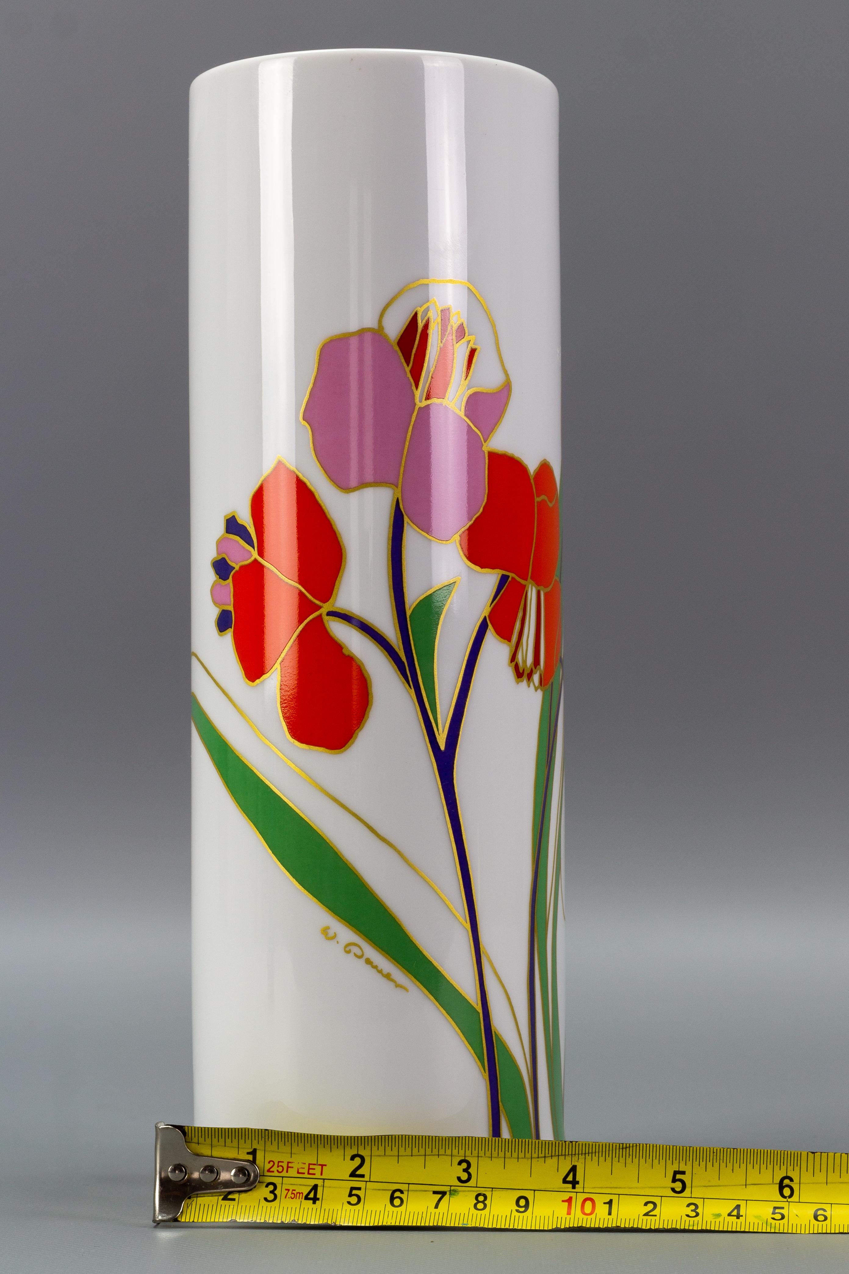Rosenthal Porcelain Flower Cylinder Vase by Wolf Bauer, Germany  For Sale 11