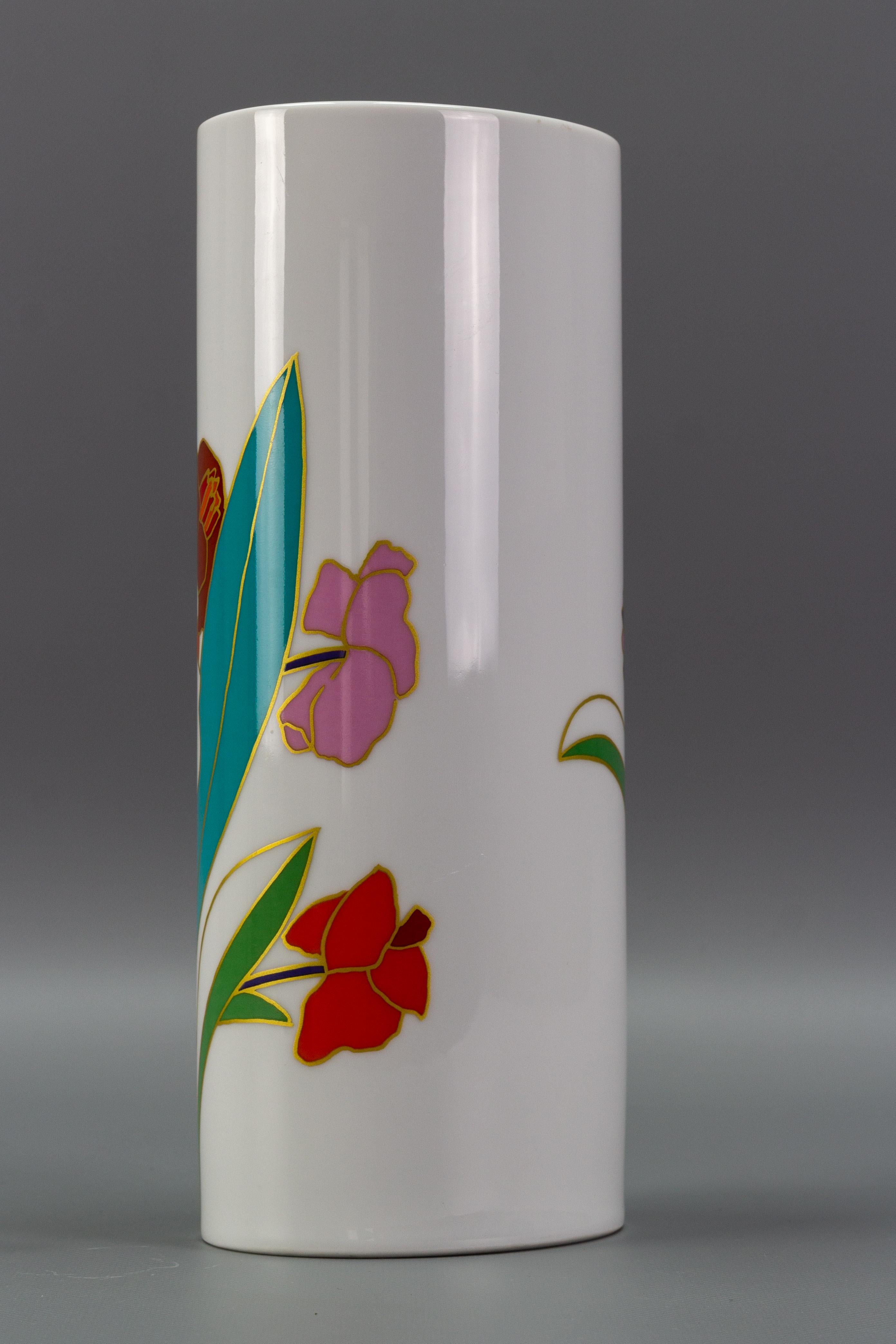 Mid-Century Modern Rosenthal Porcelain Flower Cylinder Vase by Wolf Bauer, Germany  For Sale