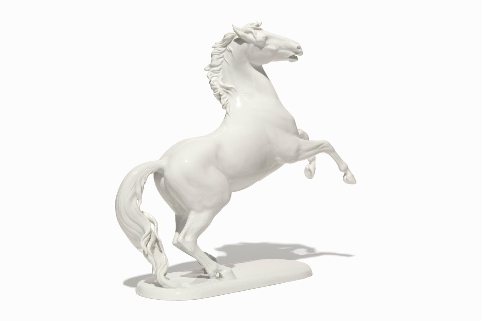 „Rearing Horse“, Rosenthal-Porzellan, Modell #1047-I, Bahnhof-Selb, von Meisel 6