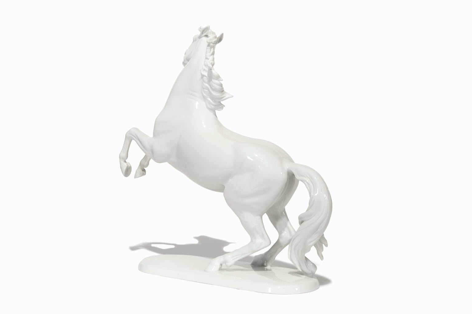 „Rearing Horse“, Rosenthal-Porzellan, Modell #1047-I, Bahnhof-Selb, von Meisel 7