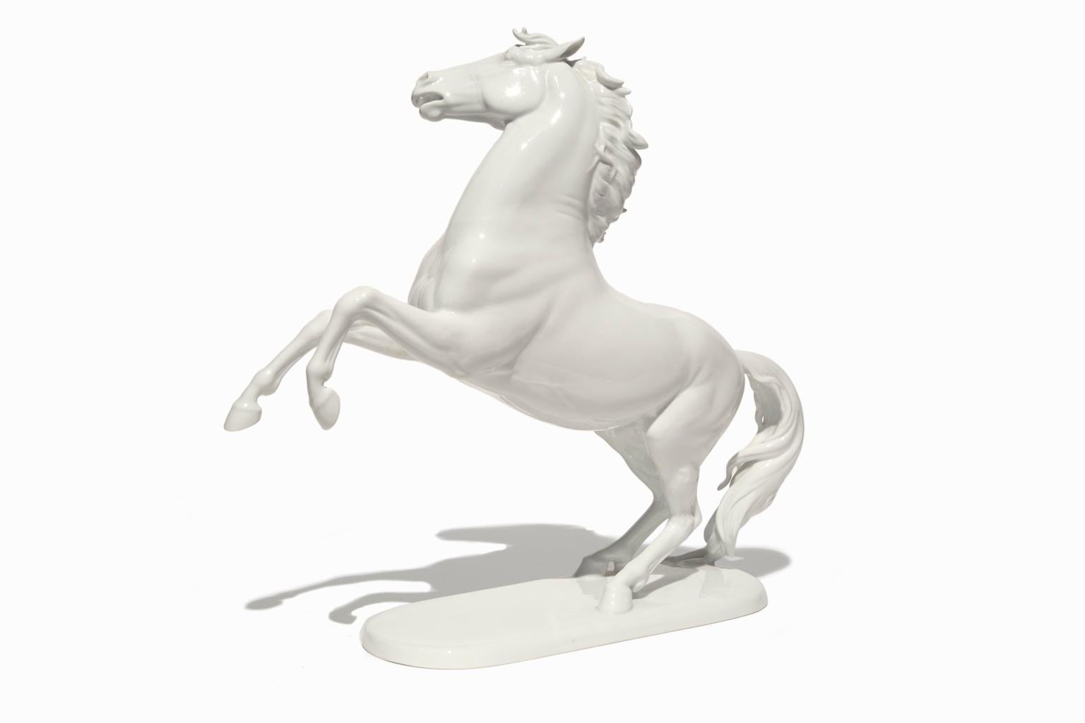 „Rearing Horse“, Rosenthal-Porzellan, Modell #1047-I, Bahnhof-Selb, von Meisel 8