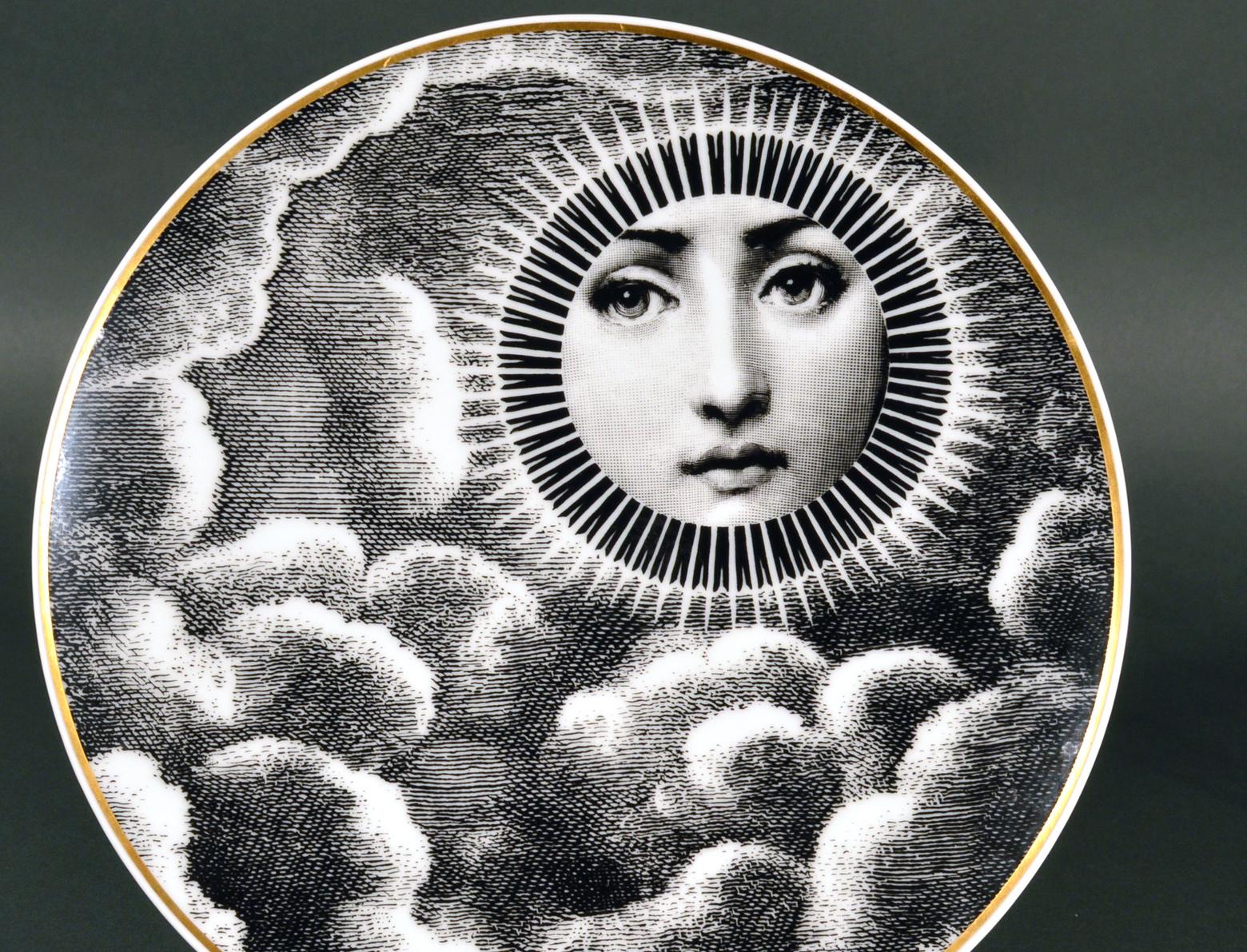 Rosenthal Porcelain Themes & Variations Plate For Piero Fornasetti, The Sun In Good Condition For Sale In Downingtown, PA