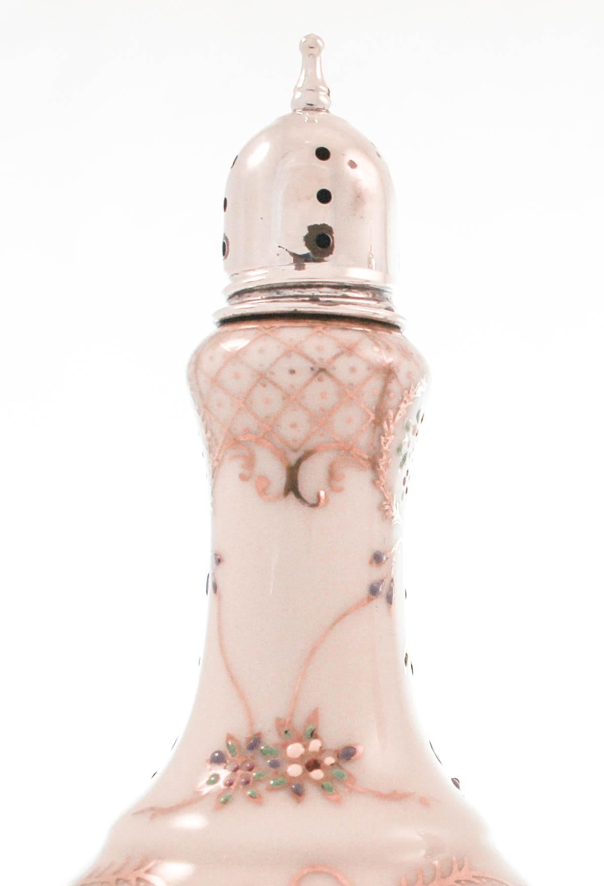German Rosenthal Porcelain with Silver Cap and Base Salt and Pepper Set