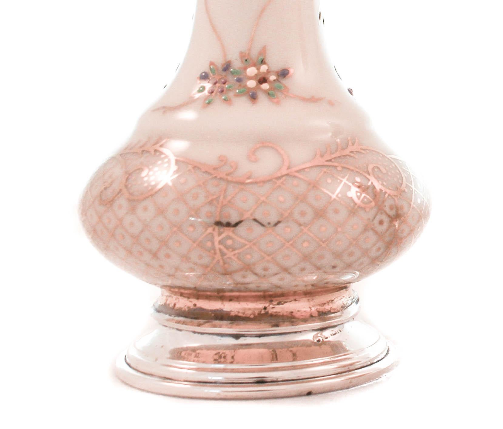 Rosenthal Porcelain with Silver Cap and Base Salt and Pepper Set In Excellent Condition In Brooklyn, NY