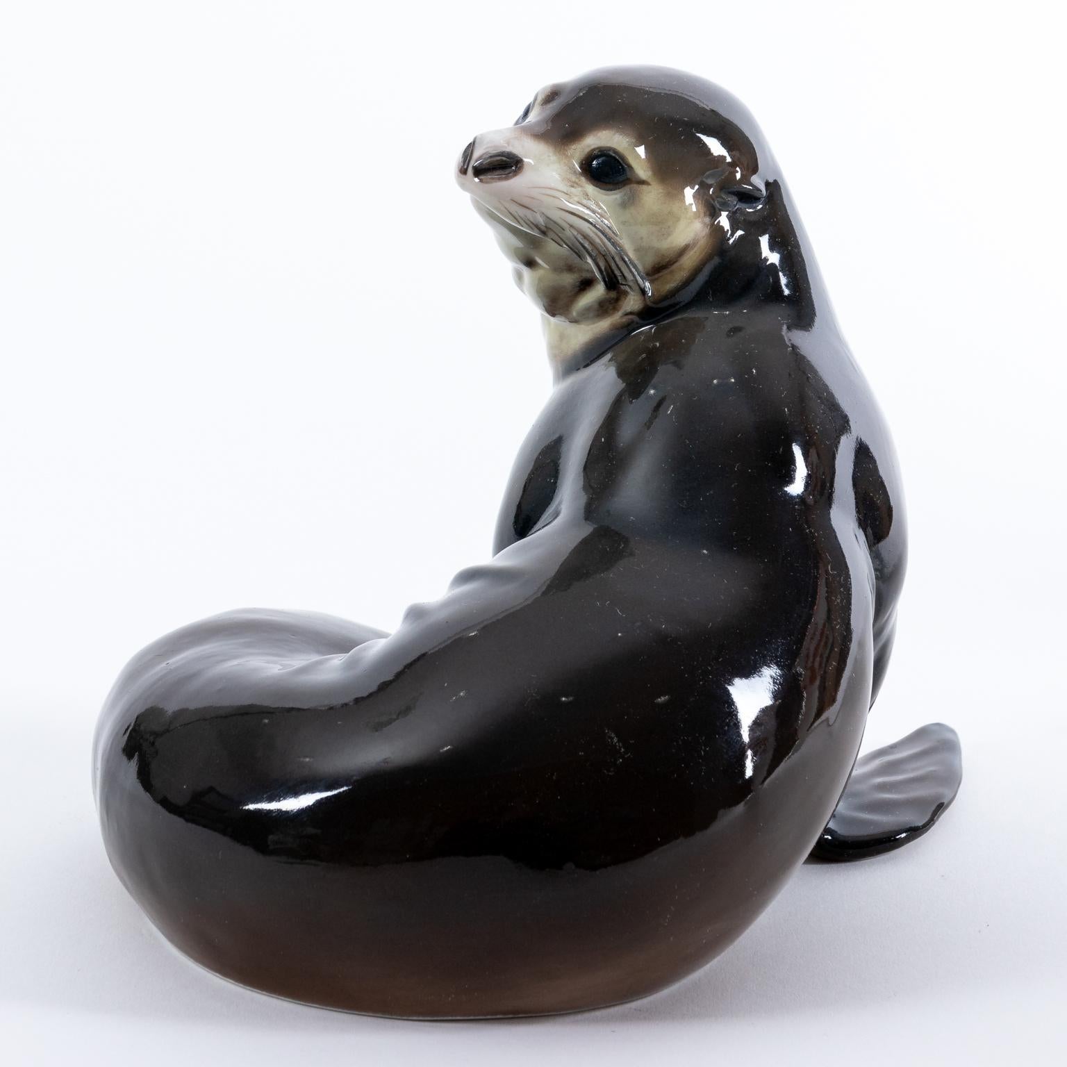 Rosenthal rare Art Deco sealion artist-signed Karner #229, circa 1930. Outstanding quality. Made in Germany. Please note of wear consistent with age.