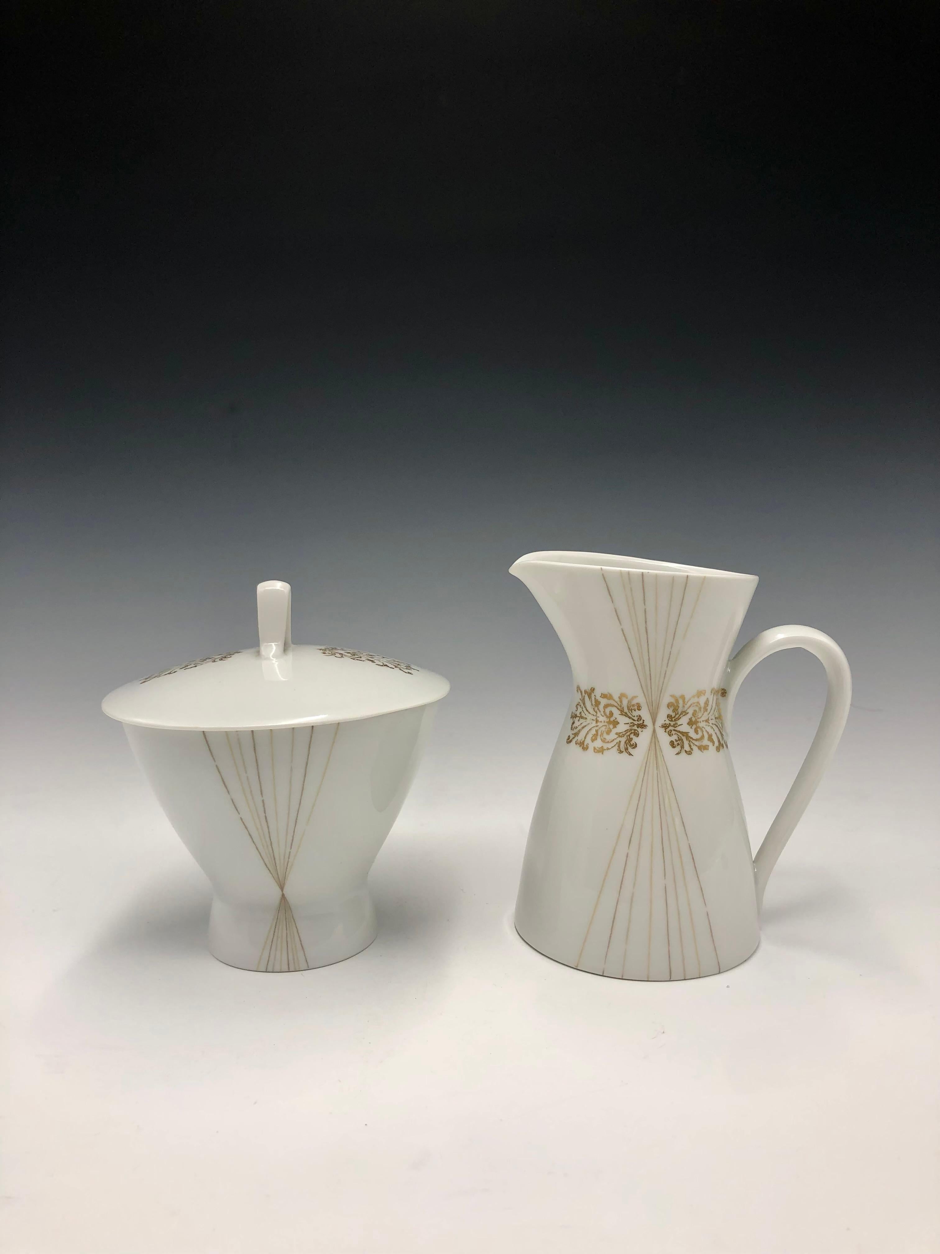 Rosenthal Raymond Lowery Vajilla de porcelana blanca y dorada para café - set de 3 en venta 3