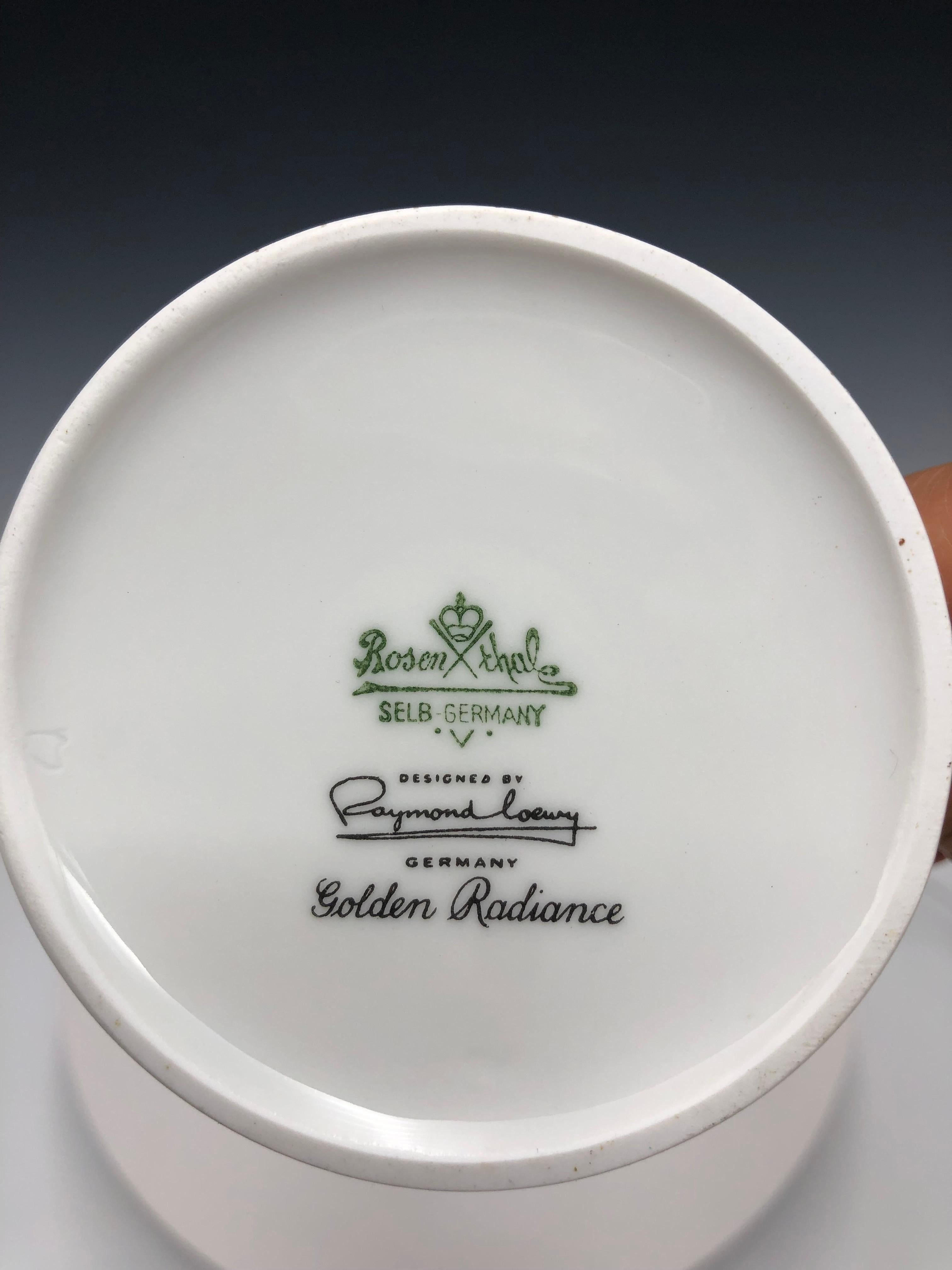 Rosenthal Raymond Lowery Vajilla de porcelana blanca y dorada para café - set de 3 en venta 4
