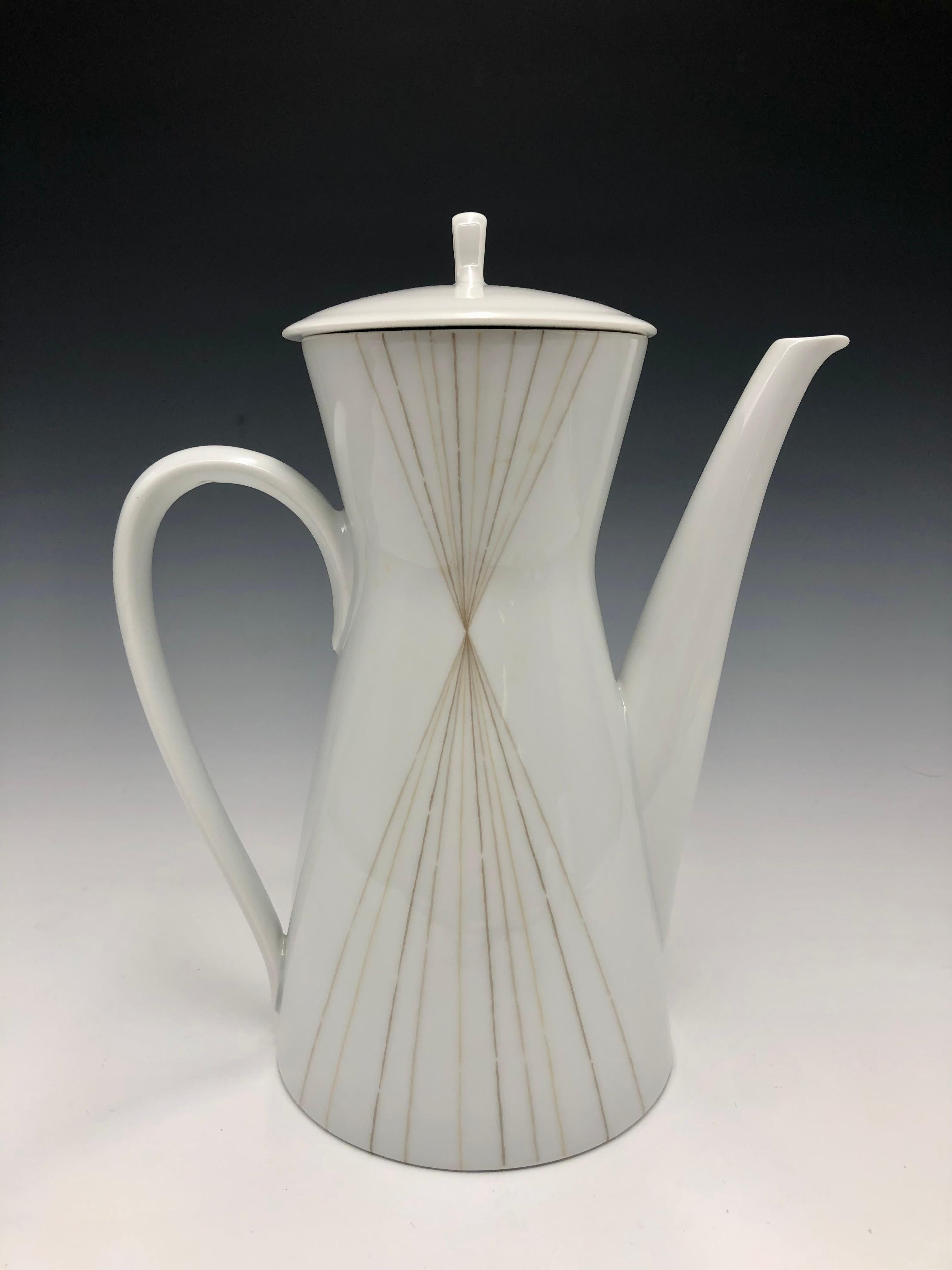 Rosenthal Raymond Lowery Vajilla de porcelana blanca y dorada para café - set de 3 Alemán en venta