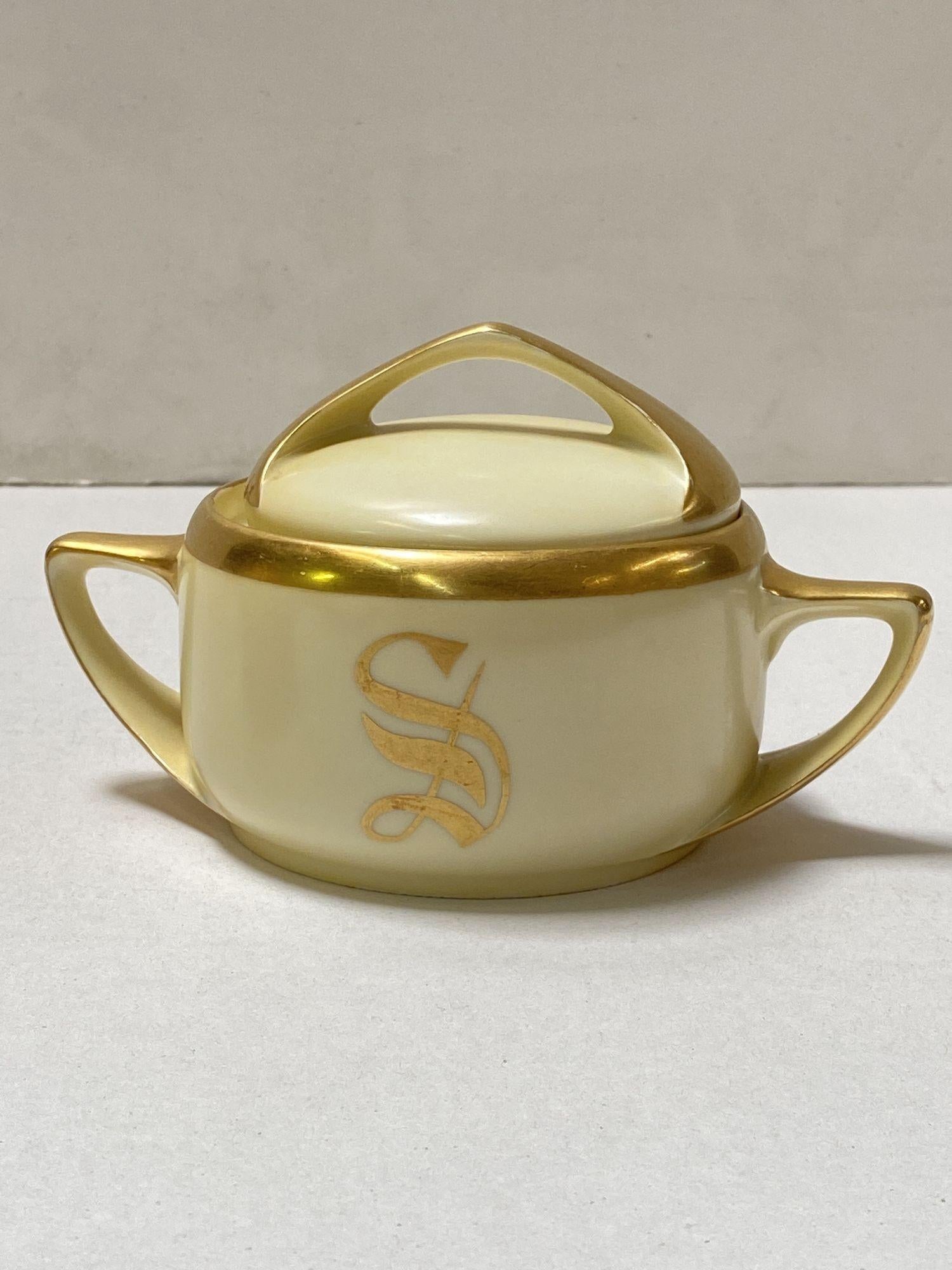 Rosenthal Serb Bavaria Crémier et sucrier en porcelaine Donatello avec bordure dorée et Monogramme 