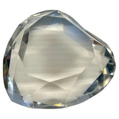 Rosenthal Signed Faceted Crystal Heart Paperweight in Original Box