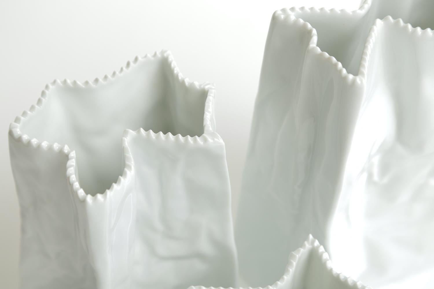 Rosenthal Vintage Wirkkala Ceramic Sculptural Do Not Litter Paper Bags Set of 3 For Sale 4