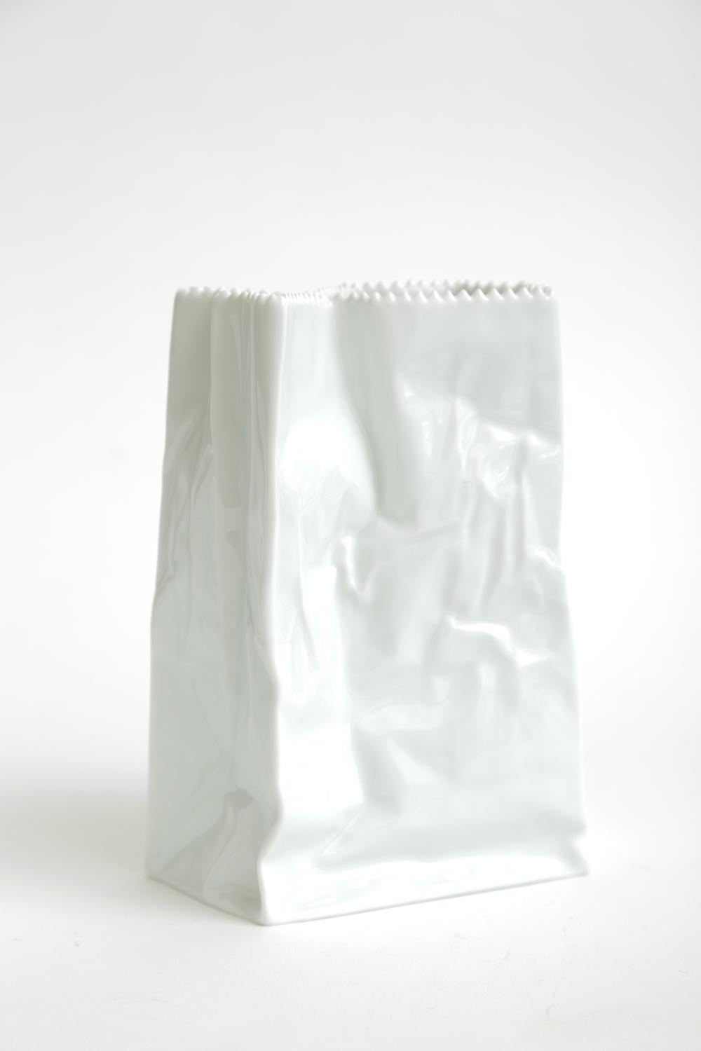 Rosenthal Vintage Wirkkala Ceramic Sculptural Do Not Litter Paper Bags Set of 3 For Sale 1