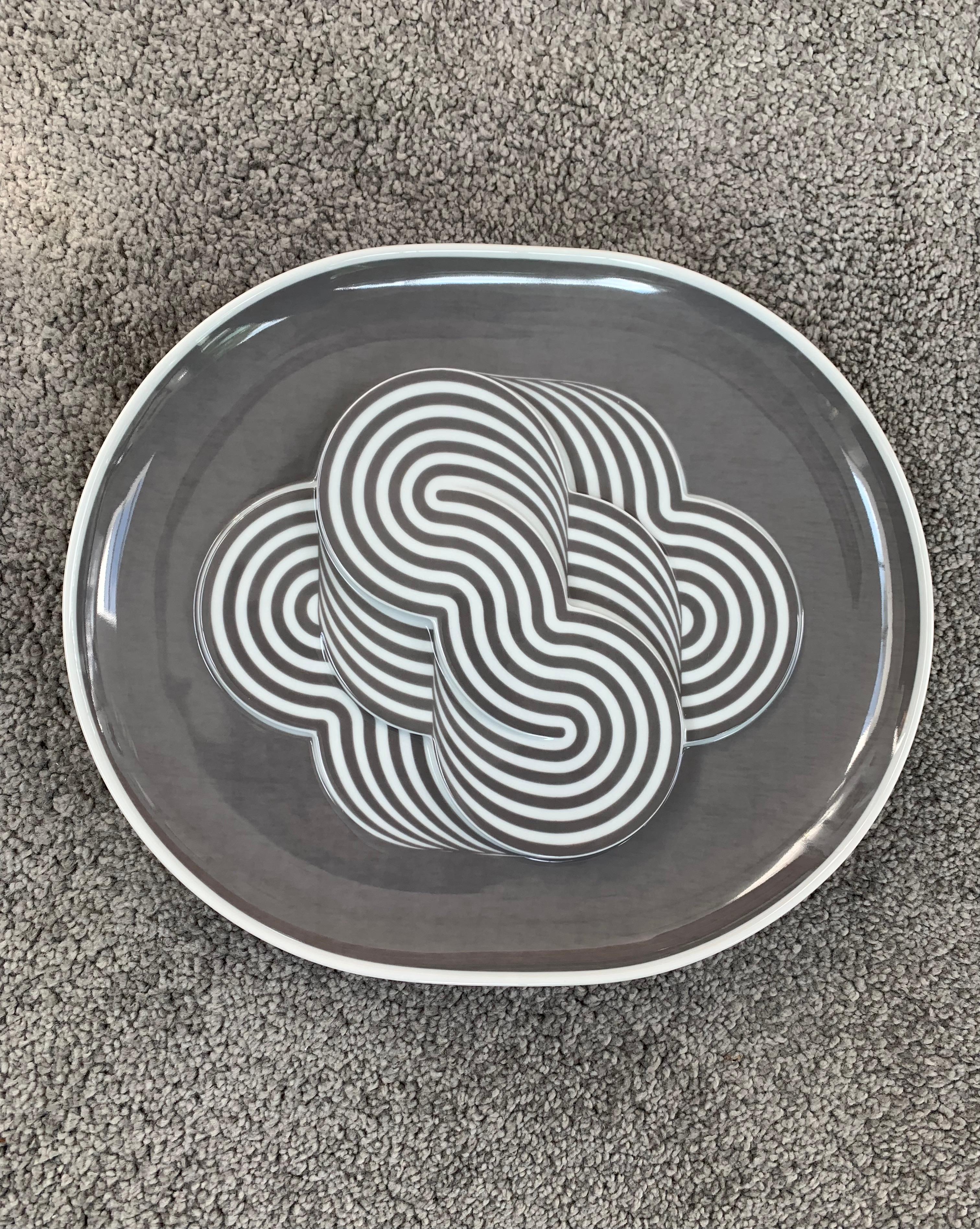 Organic Modern Rosenthal Studio Line 1972 Geometric Ceramic Wall Plate by Natale Sapone 