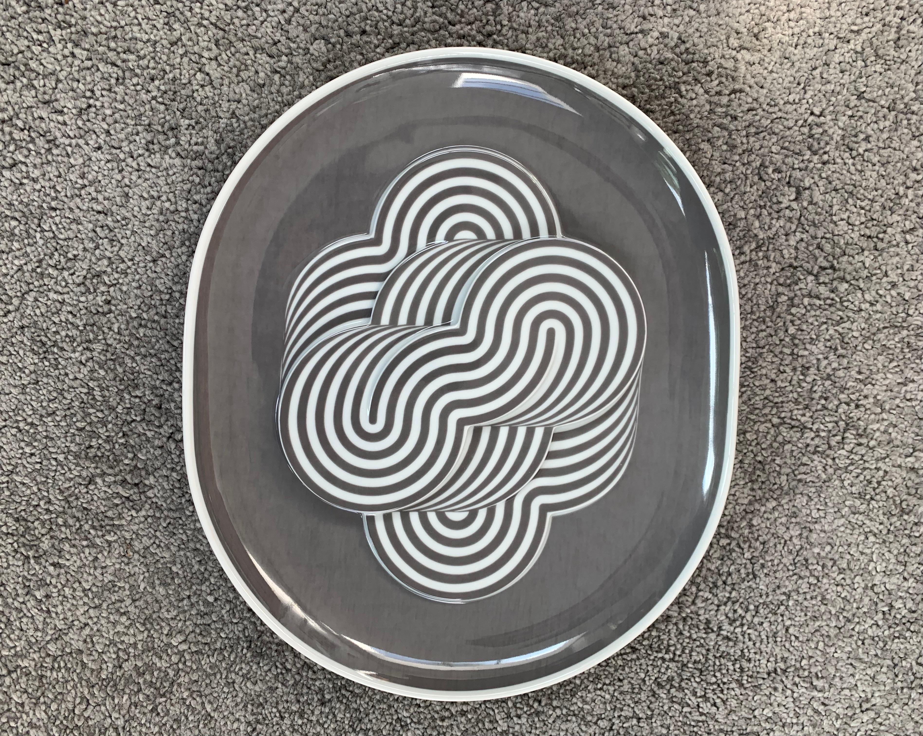 German Rosenthal Studio Line 1972 Geometric Ceramic Wall Plate by Natale Sapone 